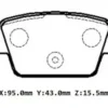 FIAT BRAVO- 08/14; ARKA FREN BALATASI 1,4/1,6/1,9/2,0 (KABLOSUZ)(DİSK)(95X43X15.5)(BRAMAX) 77363518