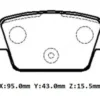 FIAT STILO- 03/06; ARKA FREN BALATASI 1,4/1,6/1,9 (KABLOSUZ)(DİSK)(95X43X15.5)(BRAMAX) 77363518