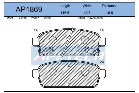 DİSK BALATA ARKA AP1869 ASTRA-J 1.3CDTİ 1.4 1.6 1.7 2.0CDTI ZAFIRA