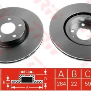 DİSK FREN AYNASI ÖN 561520B 284MM DOBLO (06-) 1.3 1.6 MJTD 5 BİJON HAVALI